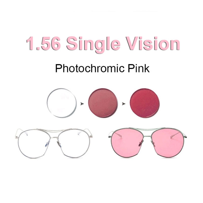 1.56 Meekleurende Roze Of Blauw Of Paars Enkele Visie Lens Sph-8.00 ~ + 6.00 Max Cly- 6.00 Optische Lenzen Voor Brillen