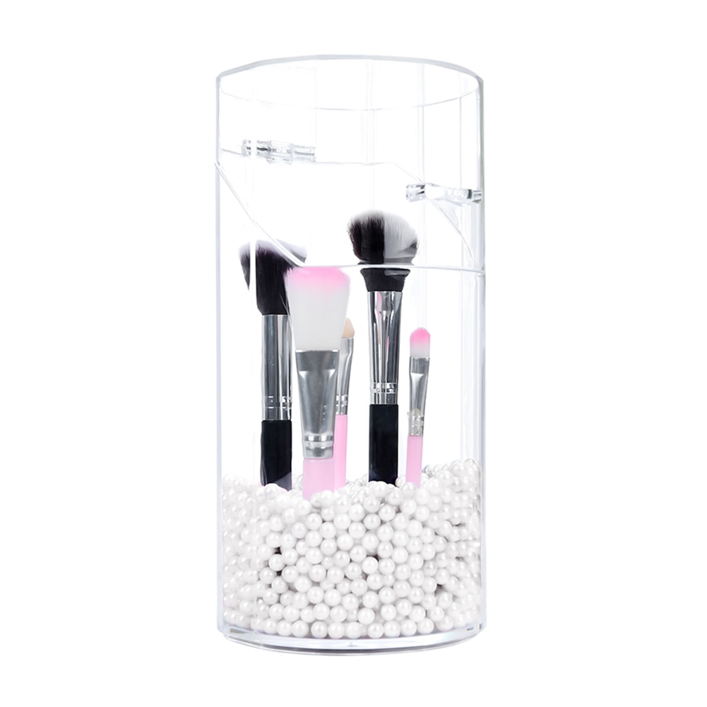 Akryl klar makeup børste opbevaringsboks med låg plast makeup organizer kosmetisk værktøj holder perle og æske