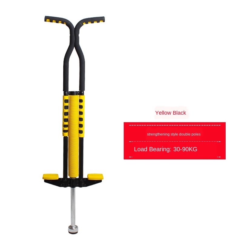 Galvanized Steel Pipe Jump Pogo Children Teenagers Jumping Pole Stick with Spiral Spring Metal Jumping Stilts: Double pole green