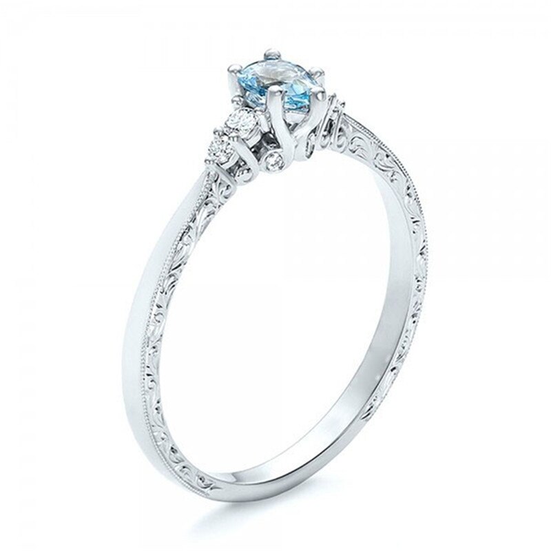 Frauen Wasser Geformt Blau Zirkon Ringe Mit Strass Hochzeit Engagement Elegante Damen Ringe Schmuck