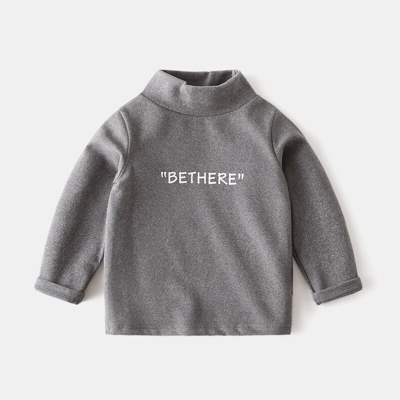 Enfants col roulé chemise garçons lettres épaissi à manches longues T-shirt enfants enfants vêtements automne hiver hauts 2 4 6Y: B / 2T