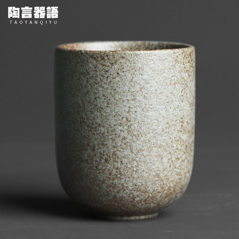 Japansk stil vintage groft keramik te kop ovn bagt sort guld og sølv håndlavet kung fu te tekop 130ml: B