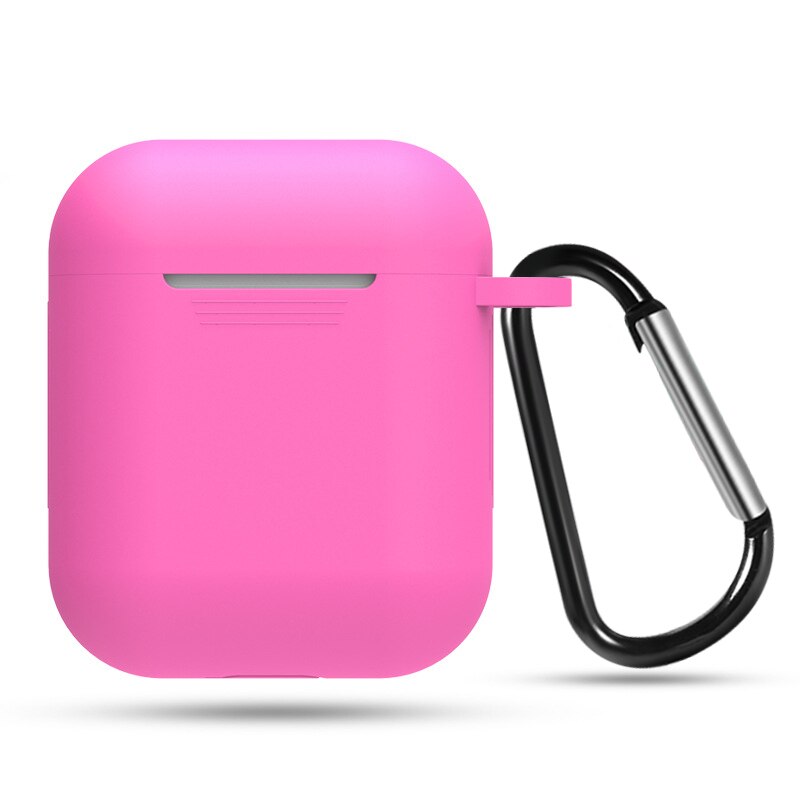 Funda de silicona suave para Apple Airpods funda de auriculares a prueba de golpes para AirPods accesorios de auriculares Fundas protectoras ultrafinas: Rose red