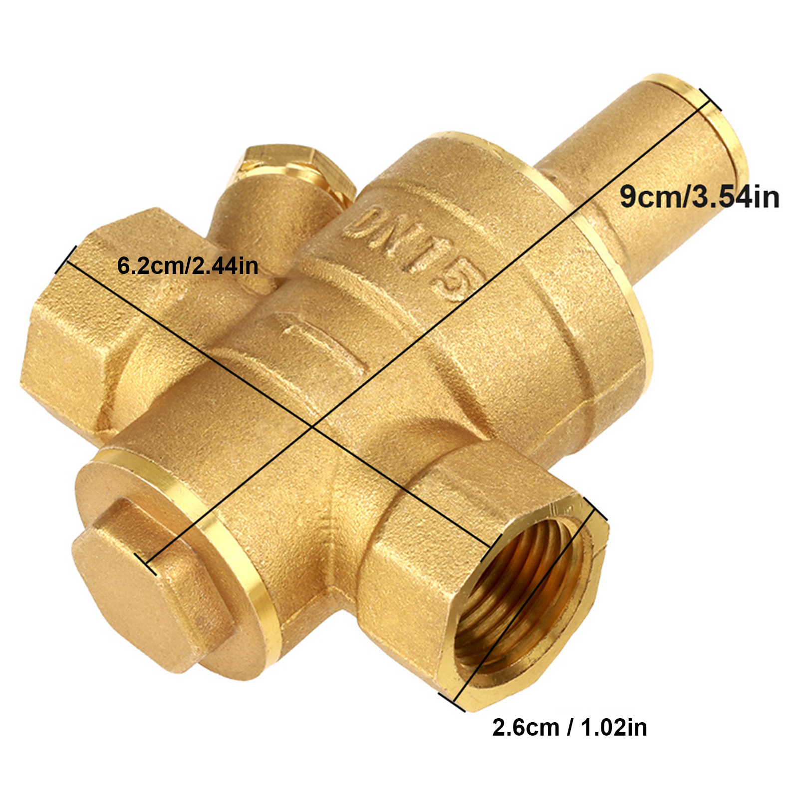 DN15 1/2 Brass Water Pressure Reducing Regulator Valve 0.05-0.8Mpa Adjustable Thread with Gauge Meter