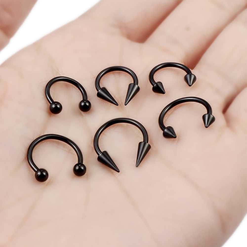 1Pcs Spike Septum Rings 16G Surgical Steel Piercing Jewelry Vertical Snake Bite Jewelry Lip Rings for Women Men 8mm/10mm