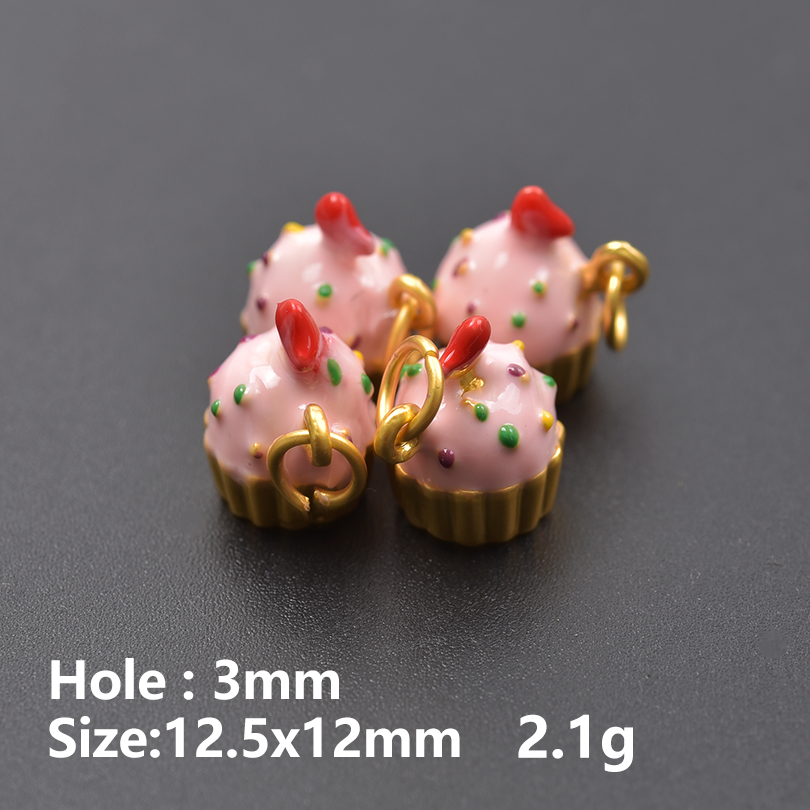 13pcs/Lot Mix Dessert Cake Ice Cream 3D Gold Color Enamel Charms For Jewelry Making Supplies Candy DIY Cute Pendant Accessories: Blue white zinc plated