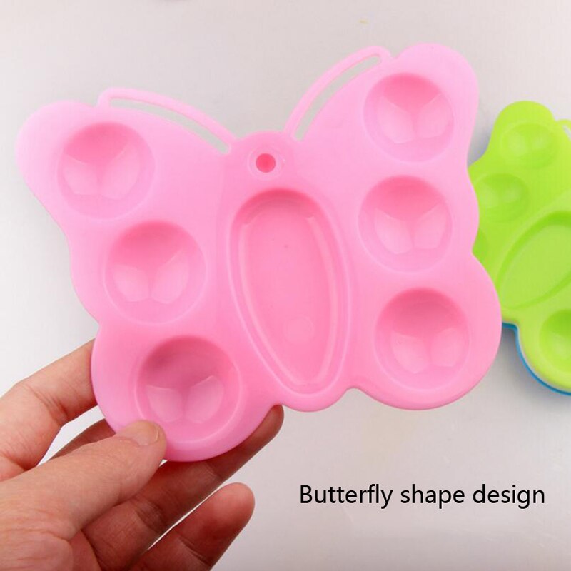 7 Wells Butterfly Plastic Palette Art Paint Plastic Drawing Tray Color Palette For Oil Watercolour White Painting Pallet