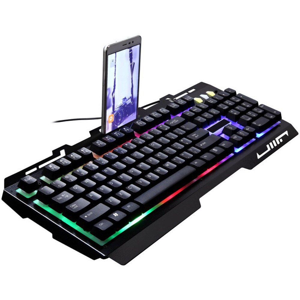 35 @ Toetsenborden Gaming Wit G700 Led Regenboog Kleur Backlight Gaming Game Usb Wired Keyboard # 5% 15: black 