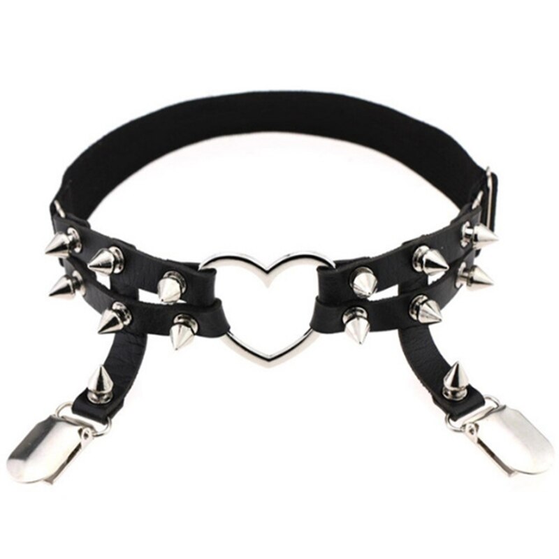 Moda clássico senhoras colar colar rebite perna colar cinto feminino moda punk gótico macio gótico liga cinto