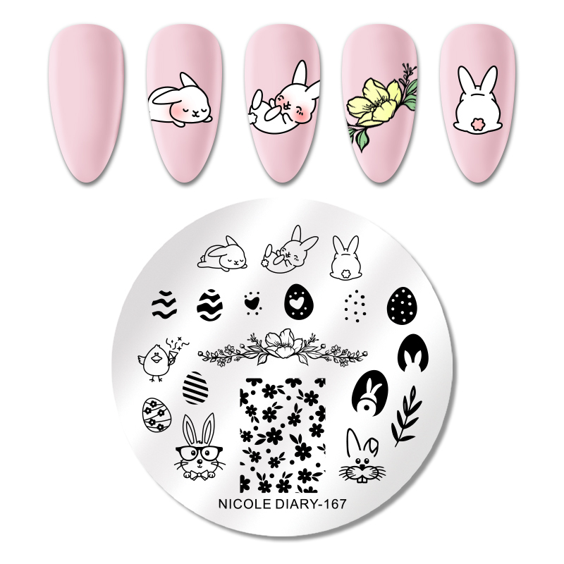 NICOLE DIARY Leopard Butterfly Nail Stamping Plates Tiger Nail Art Stamp Templates Stencils Flower Print Stamping Tool: 167