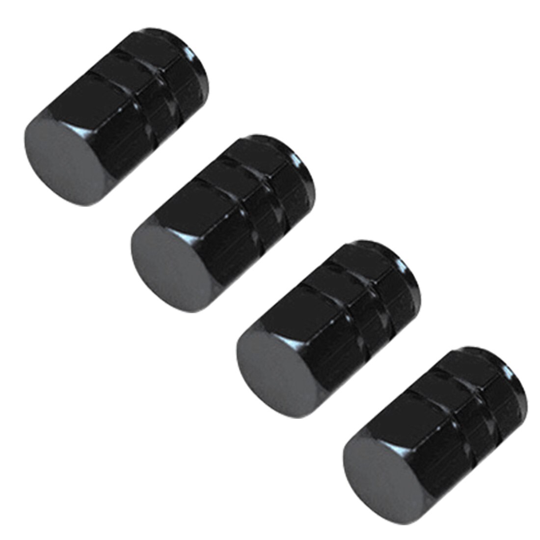 Theftproof, válvulas para neumáticos de rueda de coche de aluminio, tapones de válvula de vástago de neumático, cubierta hermética 4 unids/set: Black