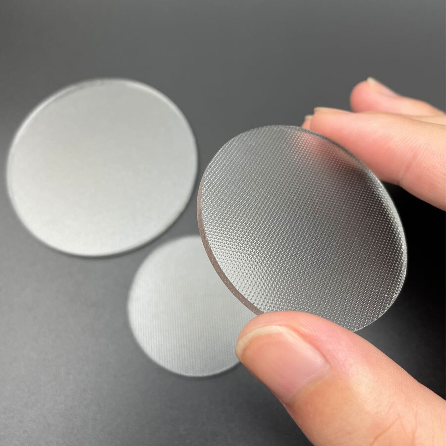 35mm 45mm 50mm 69mm 92mm Thickness 3mm Anti-glare Glass Lens LED Optical Small Grid Round Flat Lens for LED Downlight Flashlight