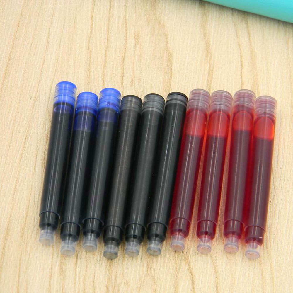 Tinta de pluma estilográfica, recambio estándar rojo, azul o negro de 2,6 MM, papelería de , suministros escolares de oficina y escritura, 10 Uds.