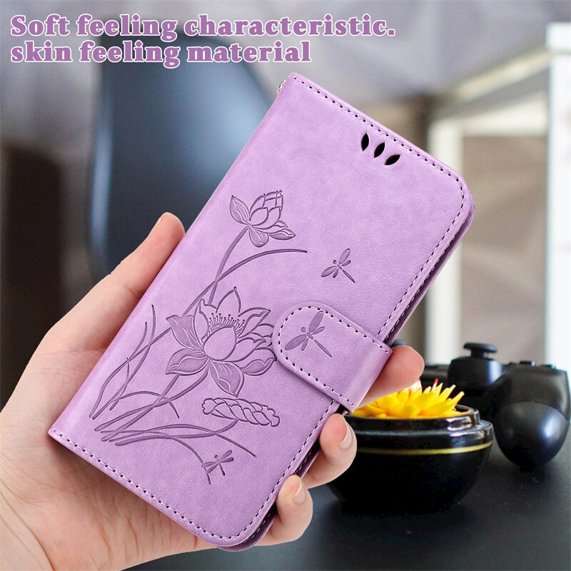 Do Samsung Galaxy S22 Ultra 5G SM-S908U1 Etui na portfel Etui na książki do Samsung s22 s 22 ultra plus tłoczona torba na lotos: S22 Ultra / FIOLETOWY