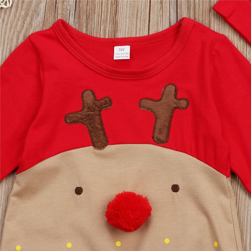2 pièces -né bébé barboteuse bébé fille garçon noël renne vêtements combinaisons automne hiver à manches longues barboteuses + chapeau