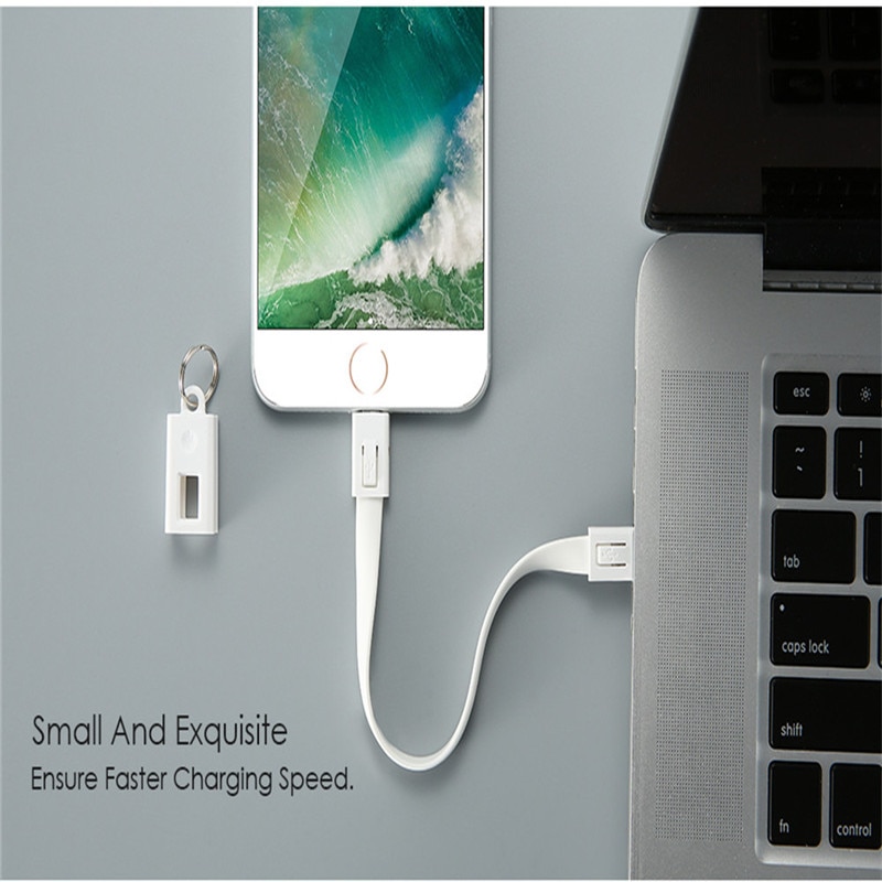 Kort mini nøglering usb kabel hurtig opladningsledning micro usb c type c til iphone ipod android oplader datasync ladekabler