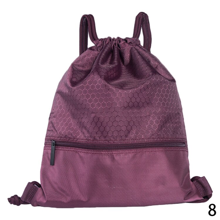 Draagbare heren dames trekkoord rugzak grote capaciteit reistassen kinderen meisjes nylon schoudertas met rits: Paars