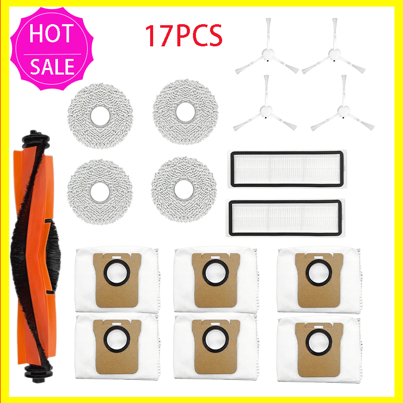 Voor (Xiaomi Robotstofzuiger X10+ / X20+ / X20 Plus) Reserveonderdelen Accessoires Hoofdzijborstel Mop Doek Stofzakfilter: Donkergrijs