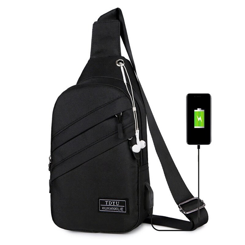 Kleine Mannen Sling Bag Borst Tas Toevallige Canvas Crossbody Bag Messenger Schoudertas Reizen Mode Mannen Waterdichte Heuptas: BLACK 2