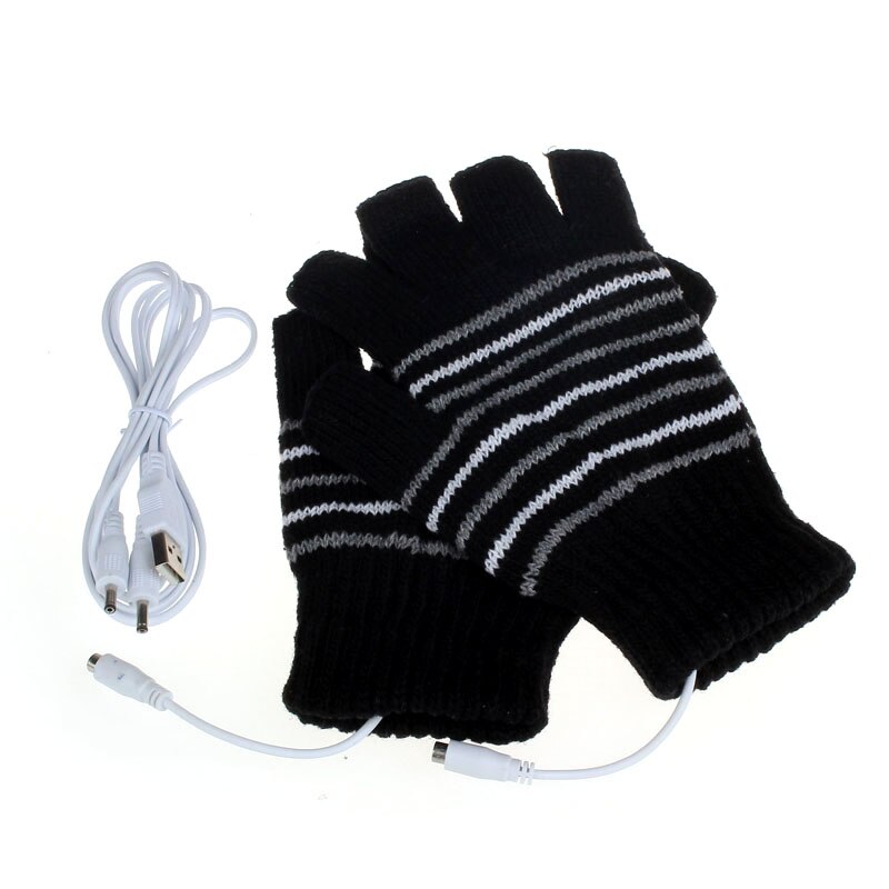 5V Usb Warmer Handschoenen Aangedreven Verwarming Verwarmde Winter Handwarmer Handschoenen Wasbaar: Black