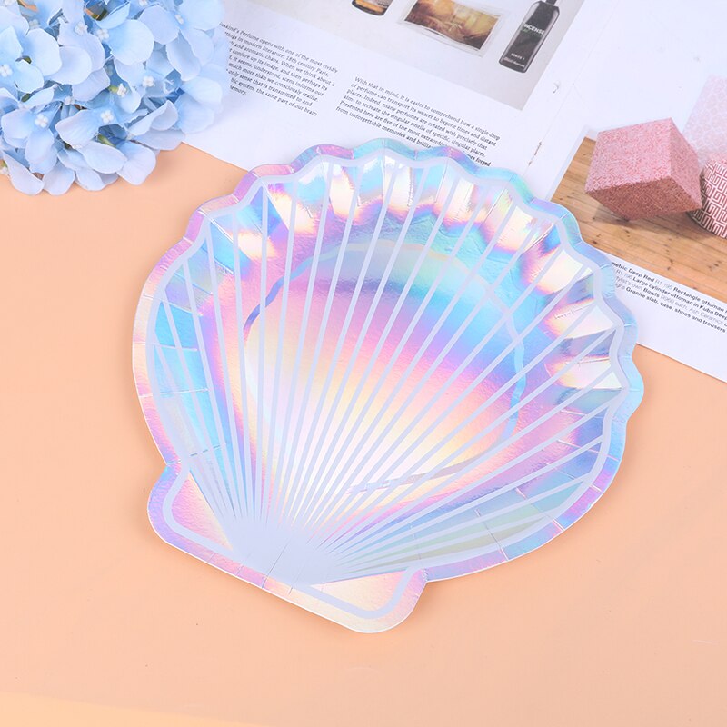 8 stuks glitterende schelp papieren borden feestservies 10 " zeemeermin sprookjesfestival voor babyshower bruiloft feestbenodigdheden