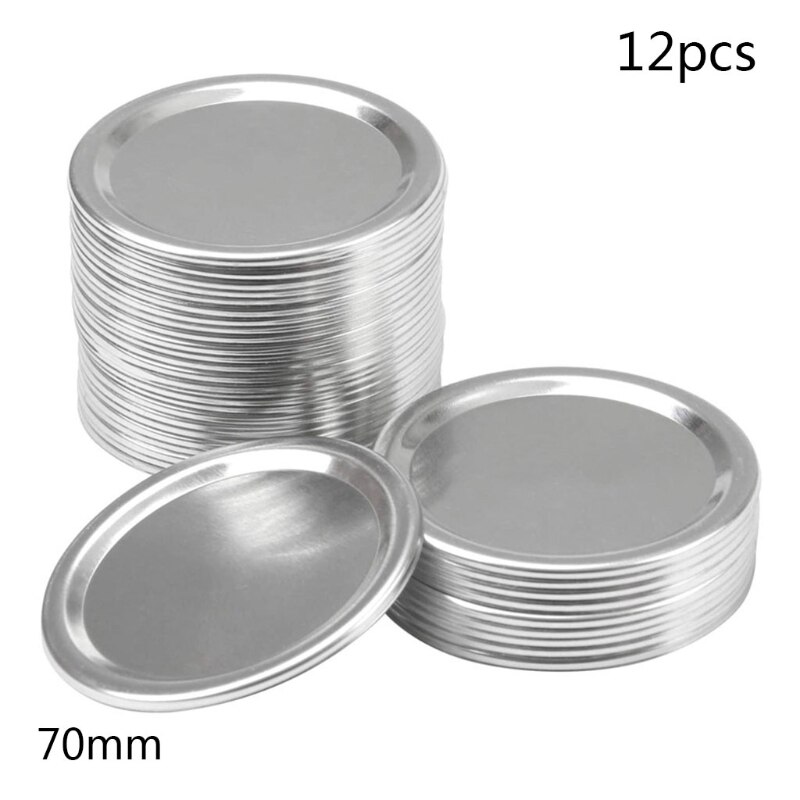 Tapas de conservas, tapas y bandas de tarros de masón de boca Regular, tapas de acero inoxidable para tarro de masón de boca ancha 10 paquete 70M (plata): 5