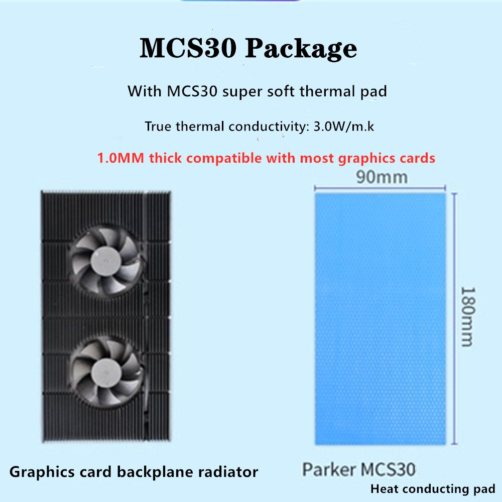 Voor Rtx 3090 3080 3070 Serie Grafische Kaart Vga Vram, aluminium Paneel + Dual Pwm Fan Cooling Cooler Gpu Backplate Geheugen Radiator: Blue