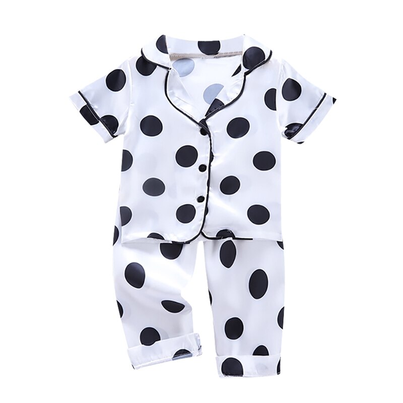 Herfst Baby Pyjama Kinderen Meisjes Jongens Kleding Golf Punt Afdrukken Nachtkleding Set Korte Mouw Blouse Tops + Nacht Broek 2Pcs 5: W / 5T