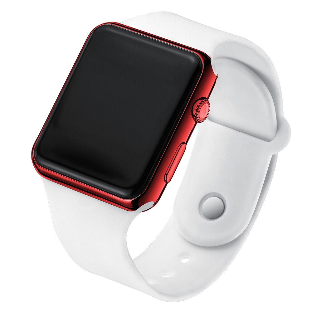 LED Digital Watch Men Reloj hombre Electronic Casual Watch for men Silicone Male watch Montre homme Simple Men Watch: White Red