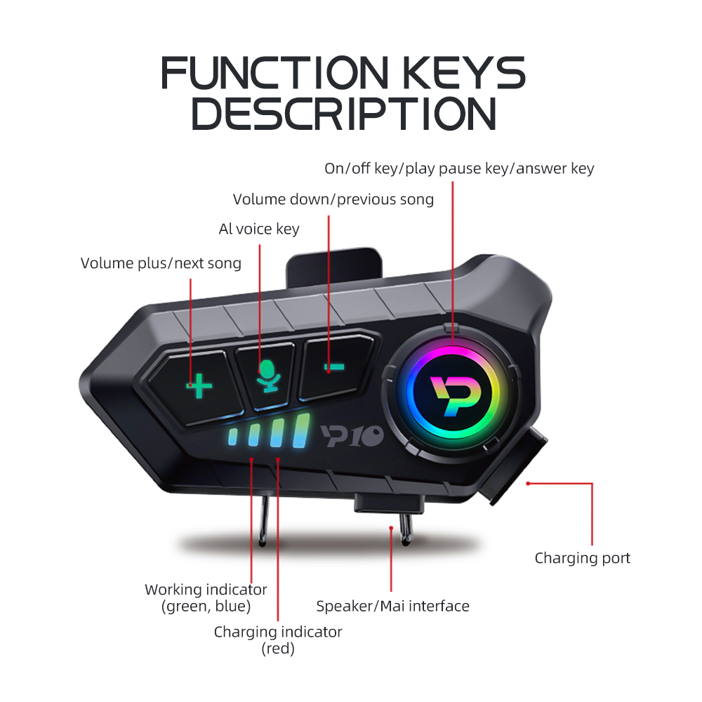 1/2 stücke Bluetooth 5,3 Motorrad Helm Headset drahtlose Freis prec heinrich tung Kit wasserdichte Musik-Player Kommunikator Lautsprecher