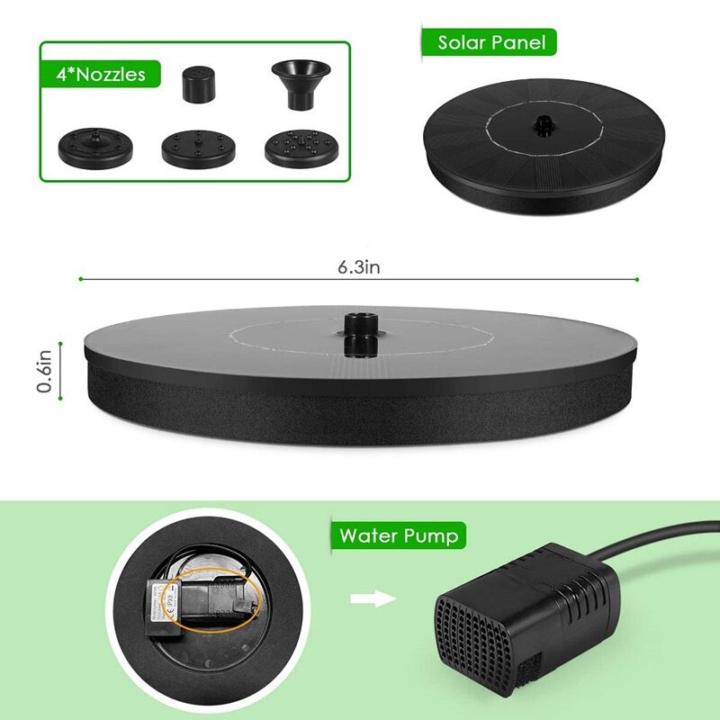 Mini Solar Power Water Fountain Garden Pool Pond 30-45cm Outdoor Solar Panel Bird Bath Floating Water Fountain Pump Garden Decor