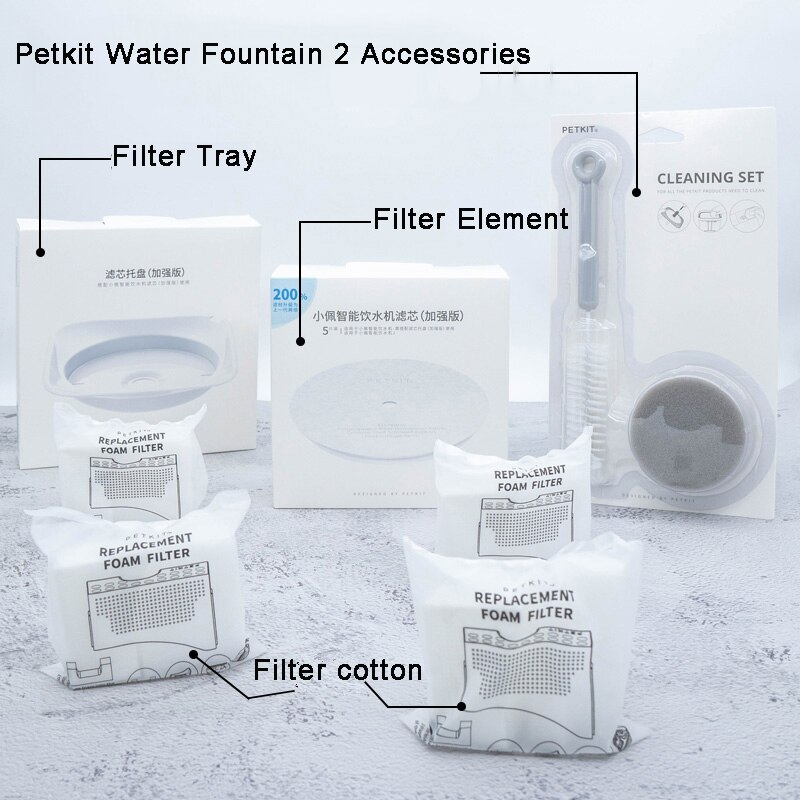 PETKIT-unidades de filtro para fuente de agua EVERSWEET 2 y 3, filtros de repuesto (5 uds), Kit de limpieza, suministros para mascotas