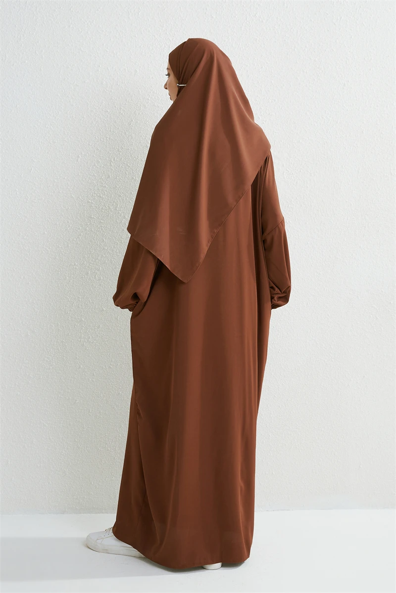 Moslim Abaya Gebed Ramadan Jurk Eendelig Smoking Mouw Smoking Mouw Vrouwen Jilbab Dubai Saudi Zwart Gewaad