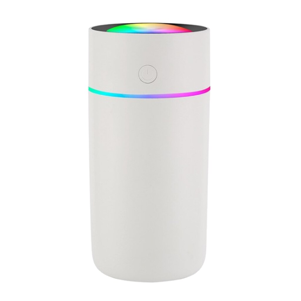 Mini Ultrasonic Air Humidifier Car Home Aroma Essential Oil Diffuser Air Purifier Colorful Light 320ML Desktop Mist Maker: White