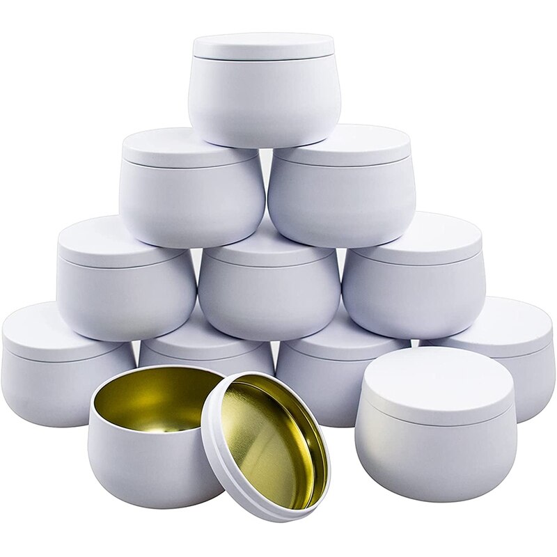 Kaars Blikjes Met Deksels-12Pcs Kaars Potten, 8Oz Kaars Metalen Blikken, kaars Container Voor Diy Kaars Maken Levert: WHITE