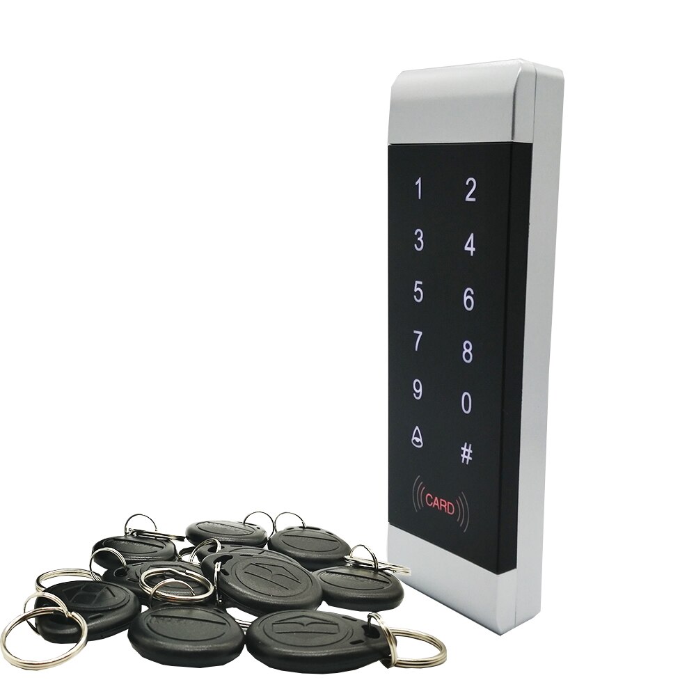 Touch Keypad Proximity 125khz RFID Card Door Lock Access Control System for Narrow Door Frame: Black Keyfobs