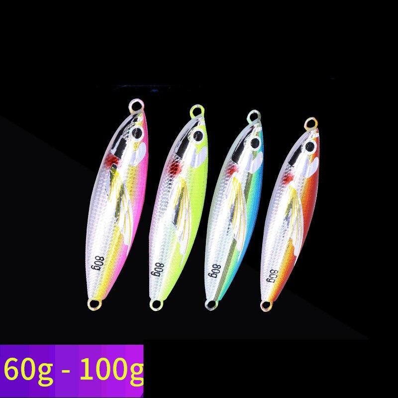 Japan Slow Jigging Lures Lead Fish With Double Hooks 40/60/80/100G Slow Jigs Saltwater Fishing Lure