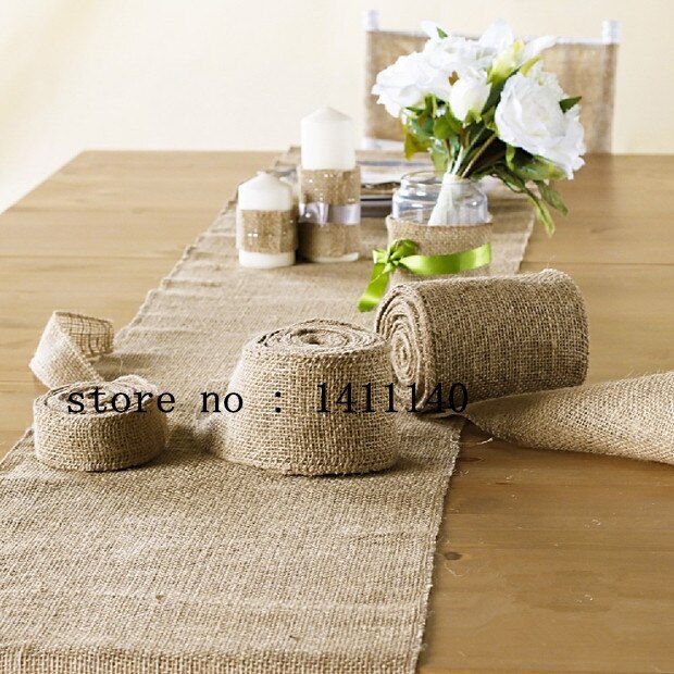 chemin de table mariage 10m Burlap Table Runner Natural Jute Country Outedoor Wedding Party decorations with