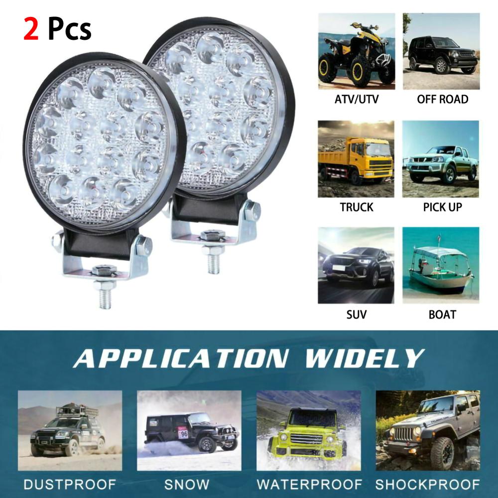 2pcs Round 140W LED Work Light 12V 24V Car Light Bright Beam Off-Road Flood 9000lm IP68 waterproof Spot light SUV DRL Fog Lamp