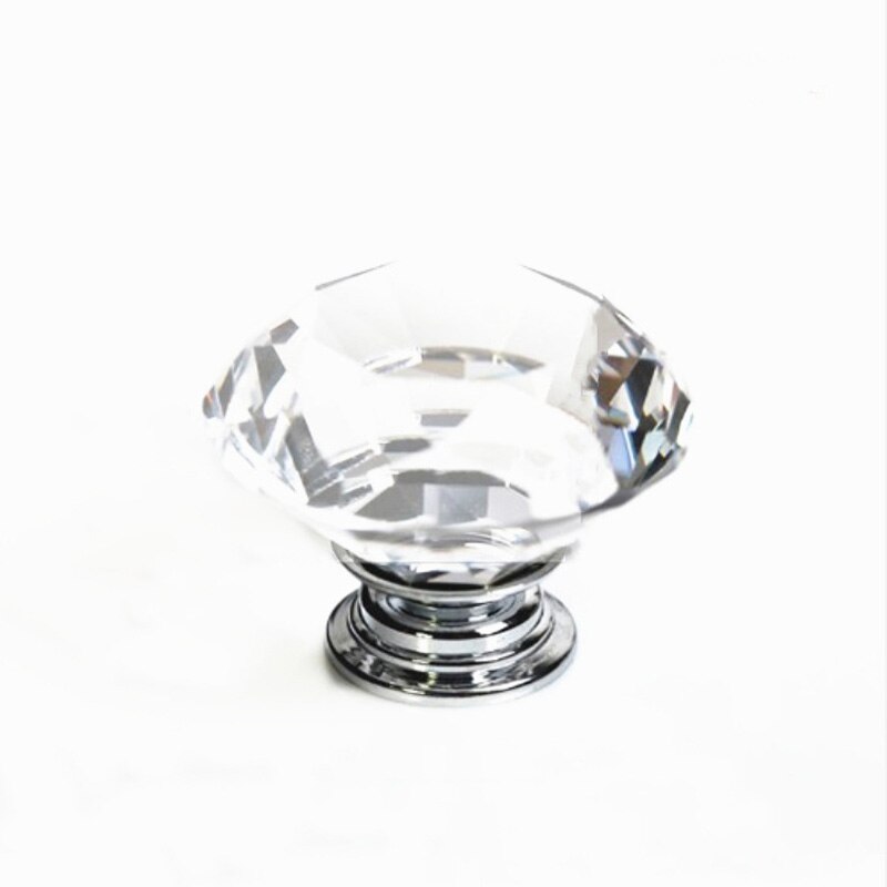 4Pcs 40mm Clear Diamond Crystal Glass Pull Handle Cabinet Drawer Door Knobs