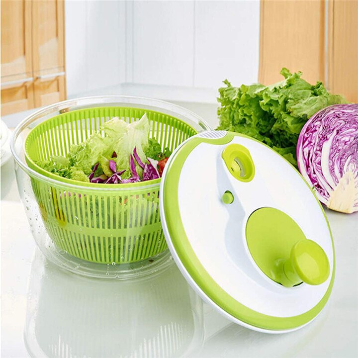 Salad Spinner Lettuce Dryer Easily Spin ABS Manual Vegetable Dehydrator High Speed Centrifugal Drainer Basket Kitchenware