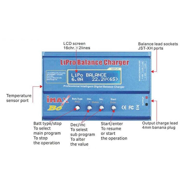 Imimax B6 Multifunctionele Rc Nimh Nicd Lithium Batterij Balance Lipo Lader Balans Ontlader Met Digitale Lcd-scherm