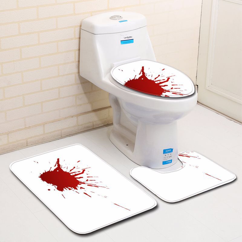 3 Piece Set Horror Blood Handprint Bath Mats Non-slip Absorbent Water Floor Door Mat Bathroom Carpet Toilet Seat Rug for Toilet: C018 / 500MMx800MM
