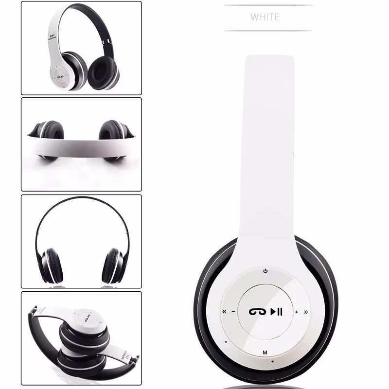 P47 auriculares inalámbricos Bluetooth con micrófono auriculares plegables bajo sonido HiFi música auriculares estéreo para teléfonos inteligentes TV juego: Blanco