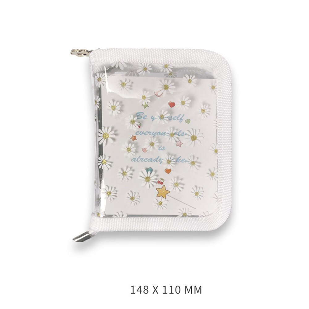 Classeur Transparent à 3 trous pour carnet de notes, mignon et , à feuilles mobiles, anneau pour livre à main, dossier Portable, planificateur pour journaux scolaires: white daisy