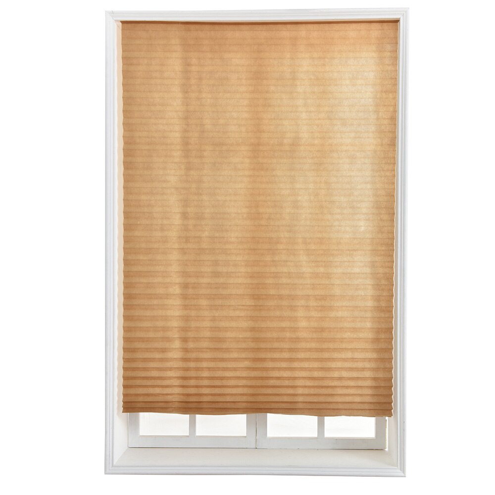 1PC Cheap Adhesive Window Pleated Zebra Blinds And Shades Blind Roller Blackout Curtain For Bedroom Living Room Balcony: Light Brown / 150x90cm