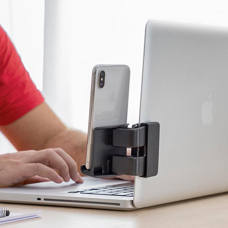 Laptop Side Phone Holder Mobile Stand For Laptop Or Desktop Combination Notebook Screen Convenient Clip On Monitor