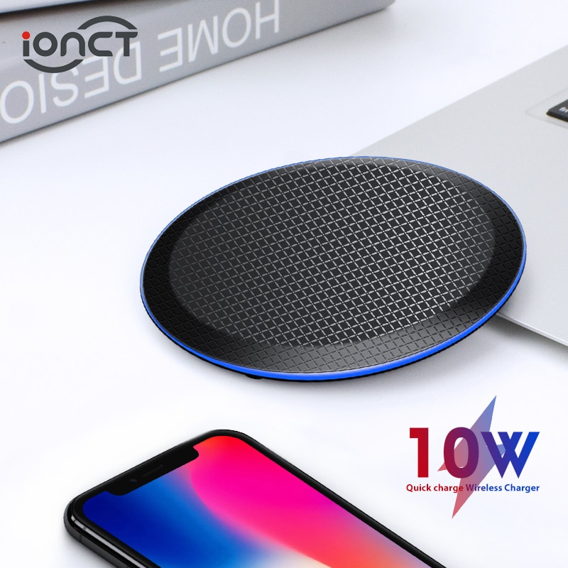 iONCT 10W Fast Qi Wireless Charger for iPhone 11 pro 8 X XR XS wirless Charging for Samsung phone USB wireless charger pad IN040