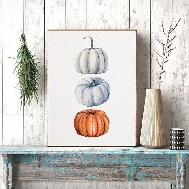 Pompoen Print Fall Oogst Art Poster Halloween Wall Art Foto Thanksgiving Decoratie Retro Poster Kraftpapier