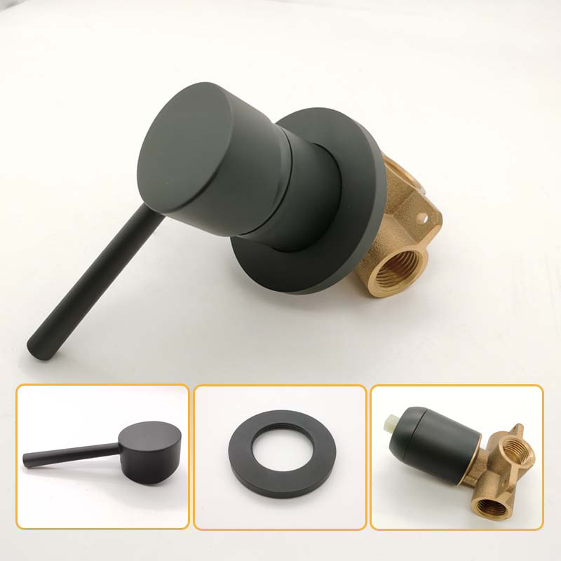 Matte Black Shower Faucet Set Concealed Wall Mounted Embedded Bathroom Shower Mixer Vlave Hand Held Shower Head Black Brass